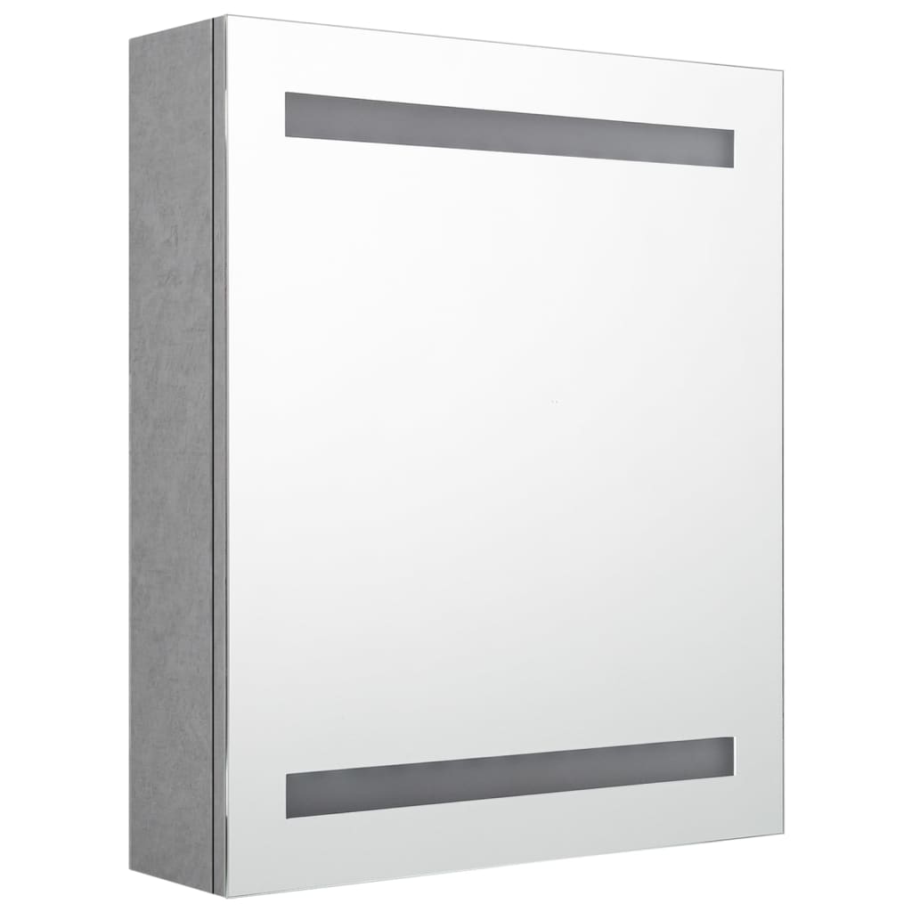 Armário espelhado casa de banho LED 50x14x60cm cinzento cimento