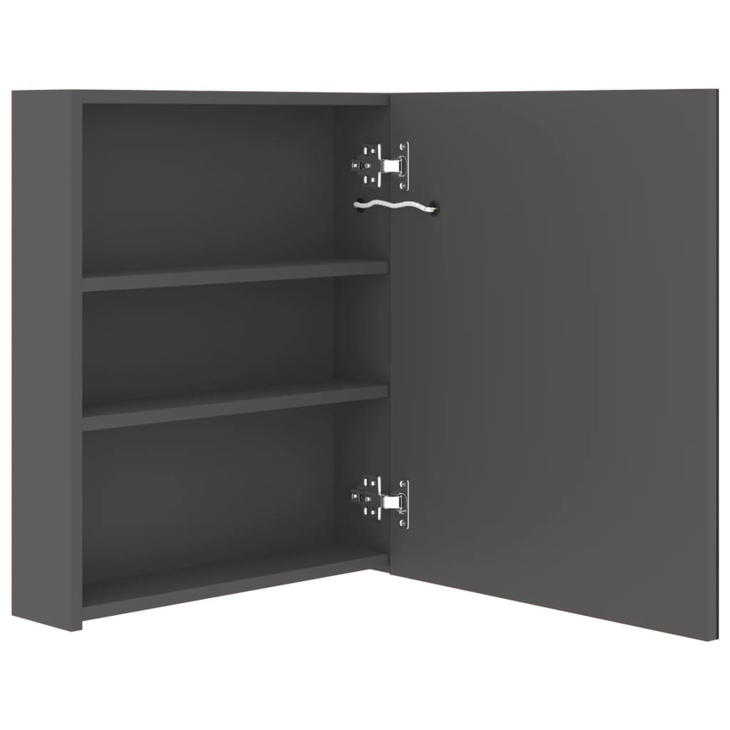 Armário espelhado casa de banho LED 50x14x60cm cinzento