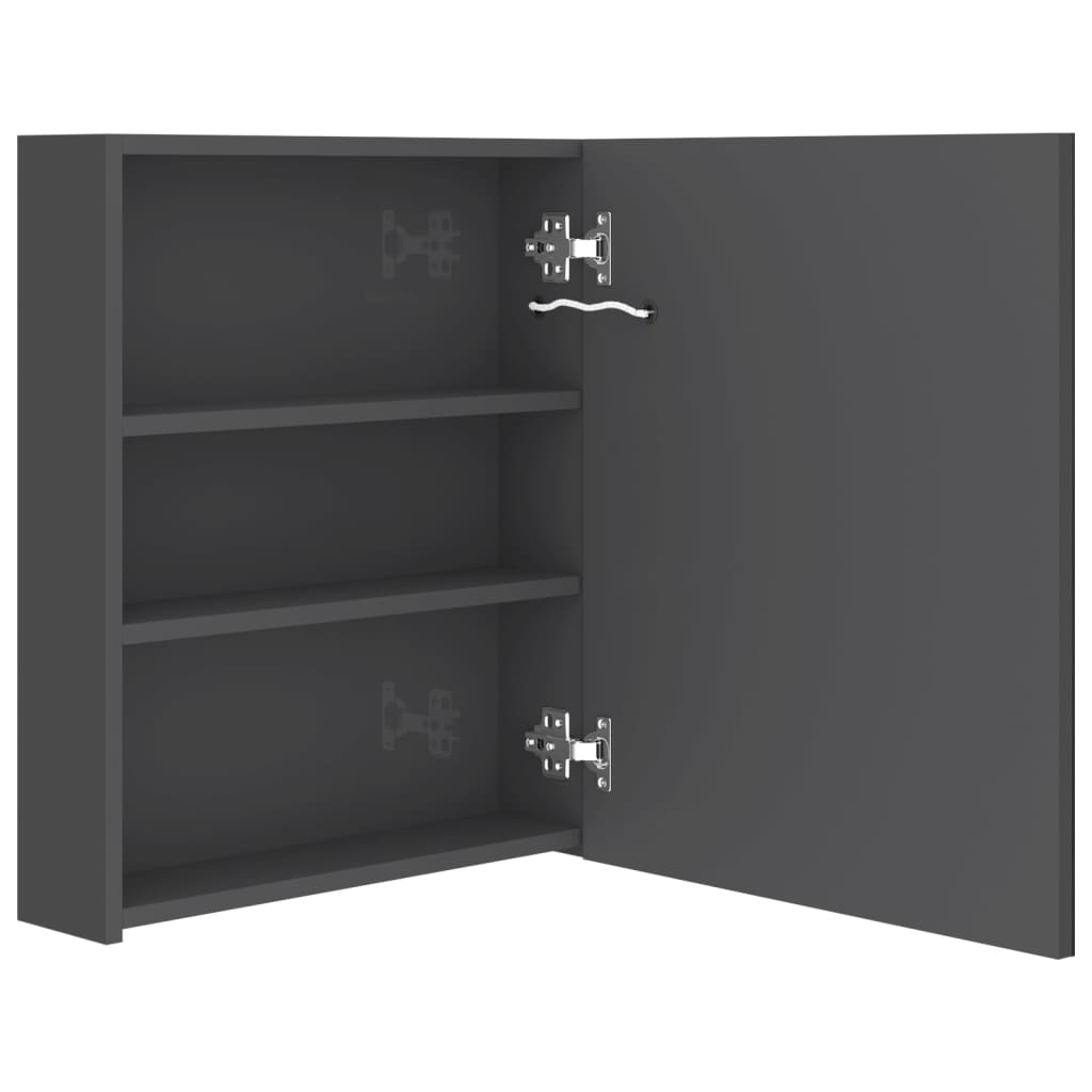 Armário espelhado casa de banho LED 50x14x60 cm cinza brilhante