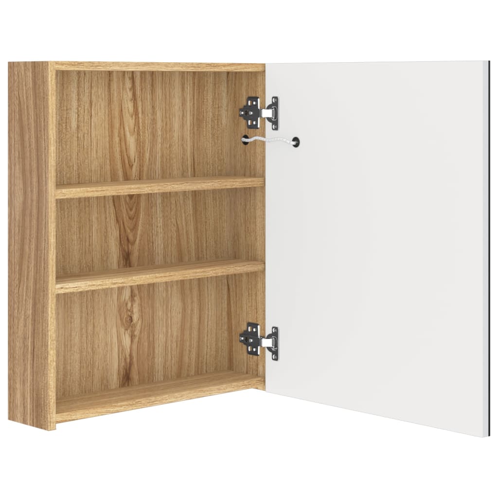 Armário espelhado casa de banho LED 50x14x60 cm branco/carvalho