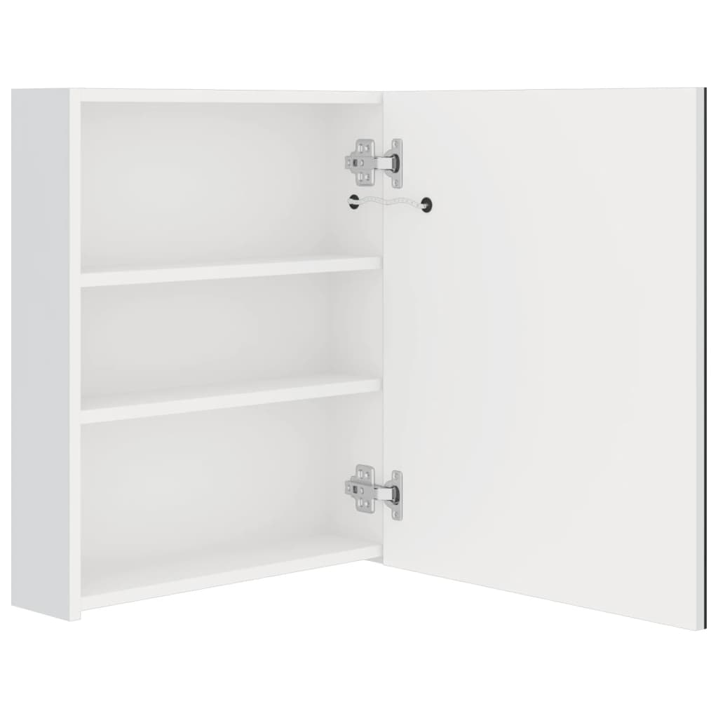 Armário espelhado casa de banho LED 50x14x60cm branco brilhante