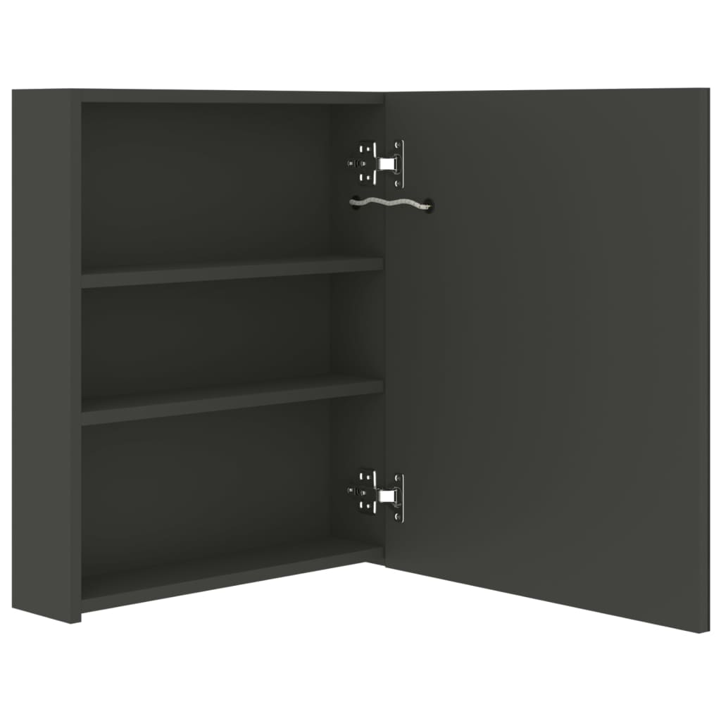 Armário espelhado casa de banho LED 50x14x60 cm antracite