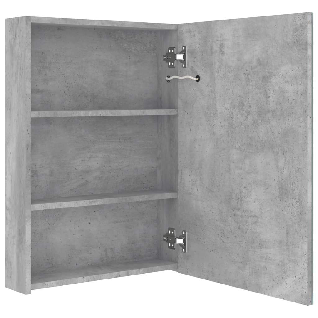 Armário espelhado casa de banho LED 50x13x70cm cinzento cimento