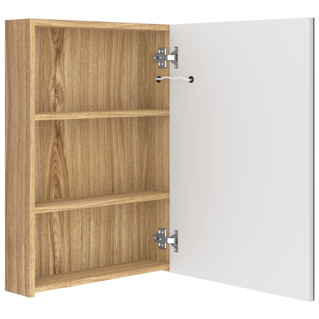 Armário espelhado casa de banho LED 50x13x70 cm branco/carvalho