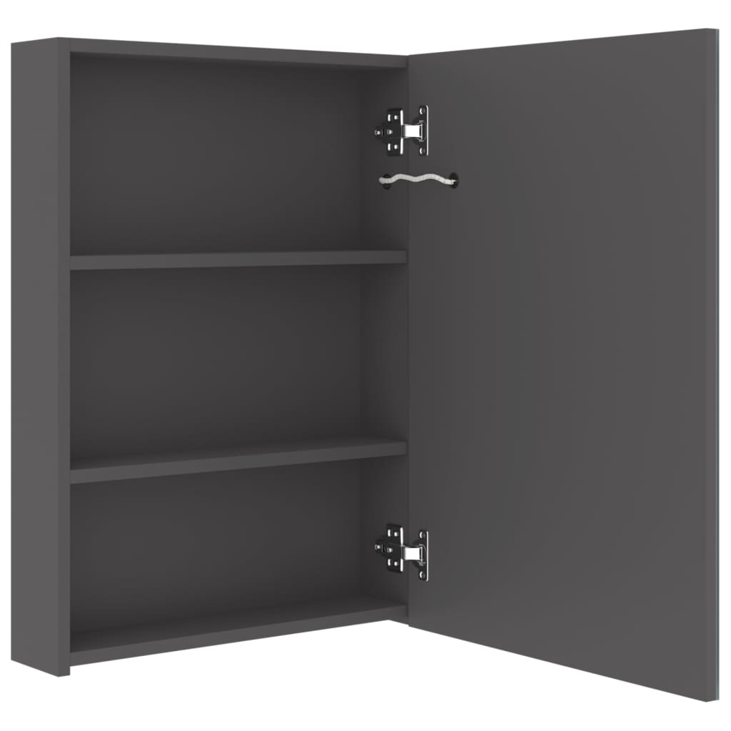 Armário espelhado p/ casa de banho LED 50x13x70 cm cinzento