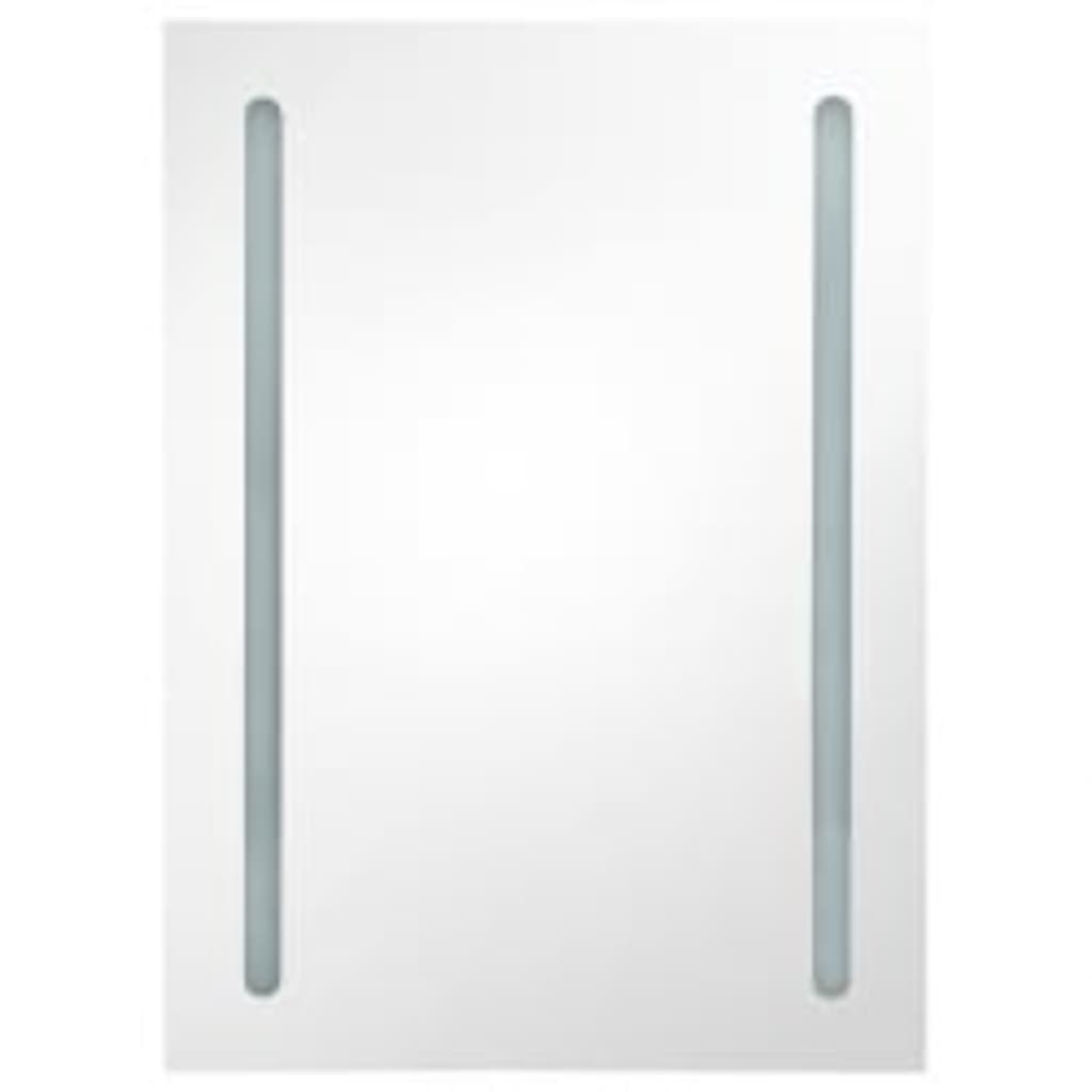 Armário espelhado casa de banho LED 50x13x70 cm cinza brilhante