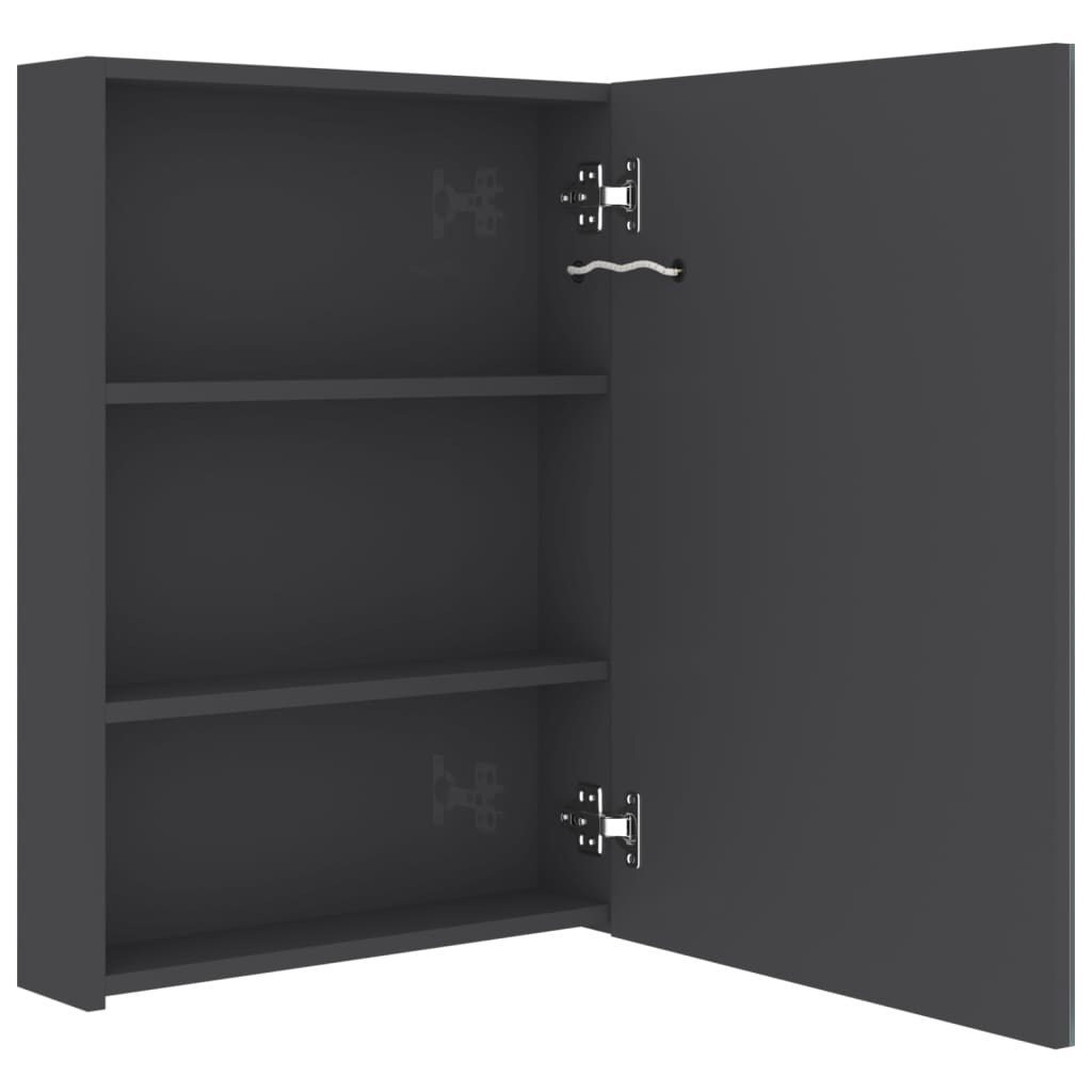 Armário espelhado casa de banho LED 50x13x70 cm cinza brilhante