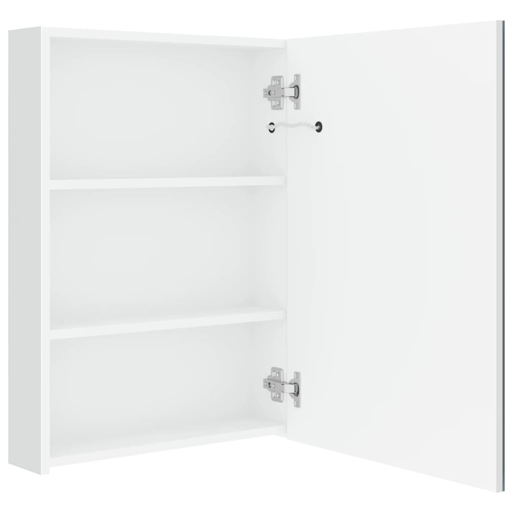 Armário espelhado casa de banho LED 50x13x70cm branco brilhante