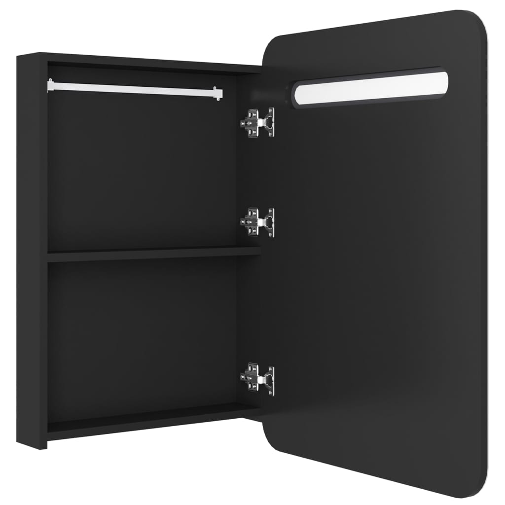 Armário espelhado p/ casa de banho LED 60x11x80 cm preto