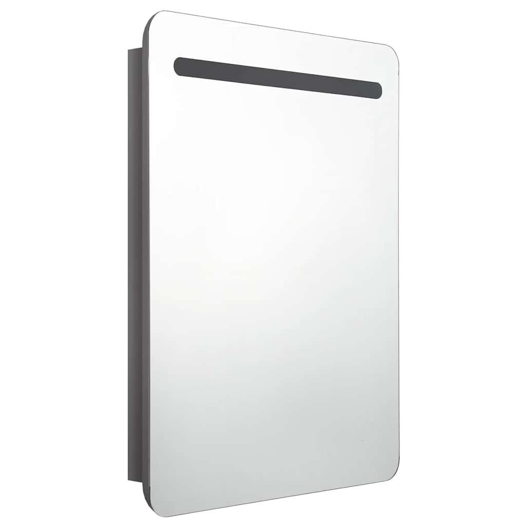 Armário espelhado casa de banho LED 60x11x80 cm cinza brilhante