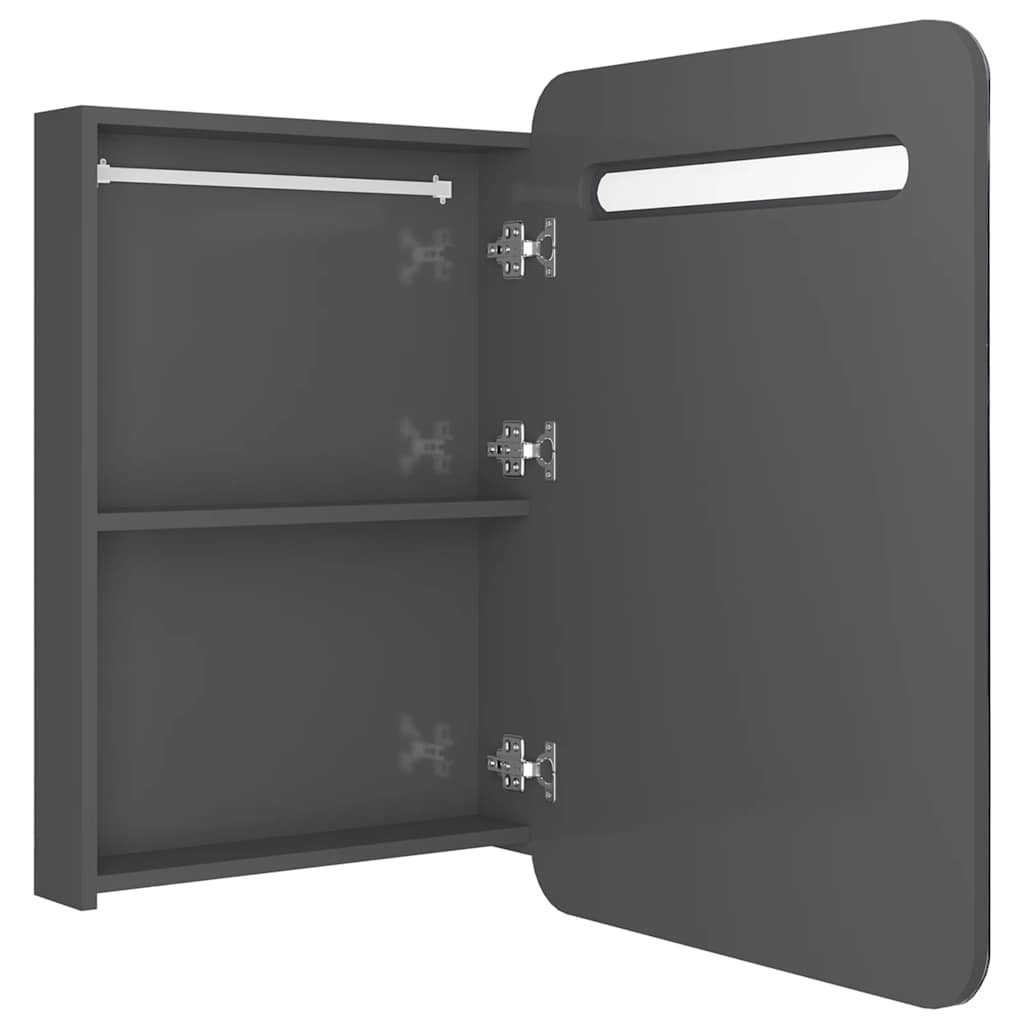 Armário espelhado casa de banho LED 60x11x80 cm cinza brilhante