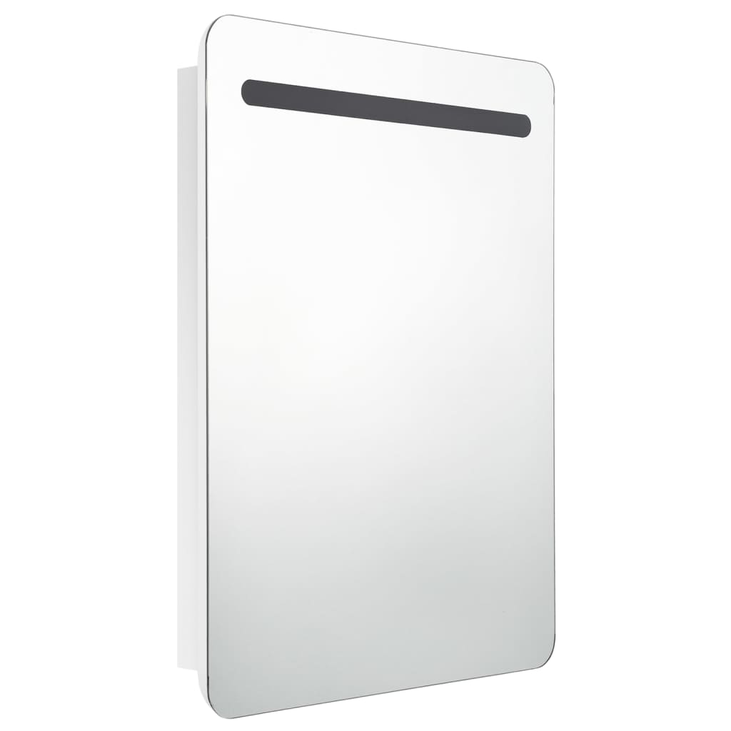 Armário espelhado casa de banho LED 60x11x80cm branco brilhante