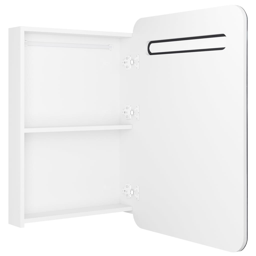 Armário espelhado casa de banho LED 60x11x80cm branco brilhante