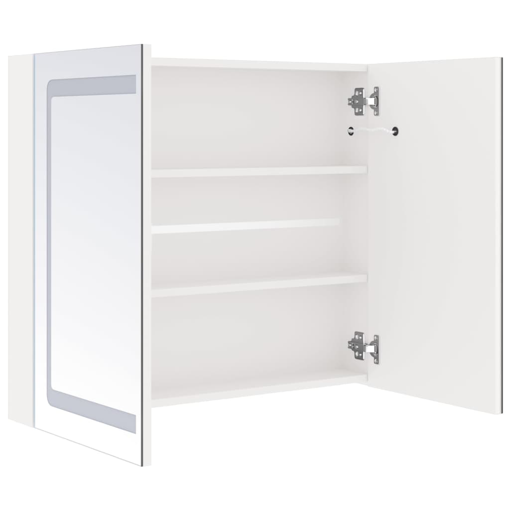 Armário espelhado casa de banho LED 80x12x68cm branco brilhante