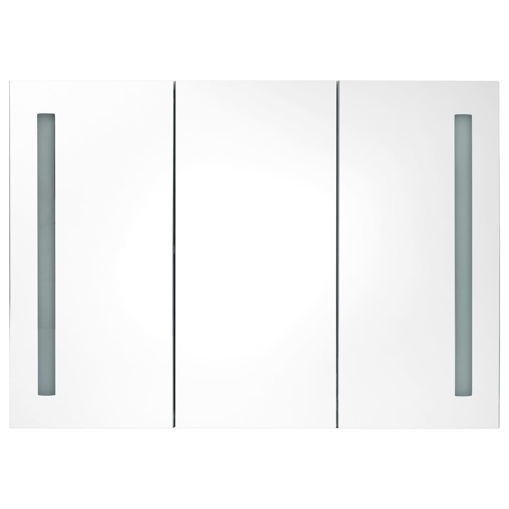 Armário espelhado casa de banho LED 89x14x62 cm preto brilhante