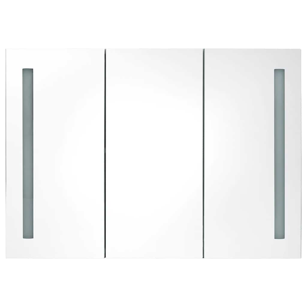Armário espelhado casa de banho LED 89x14x62cm branco brilhante