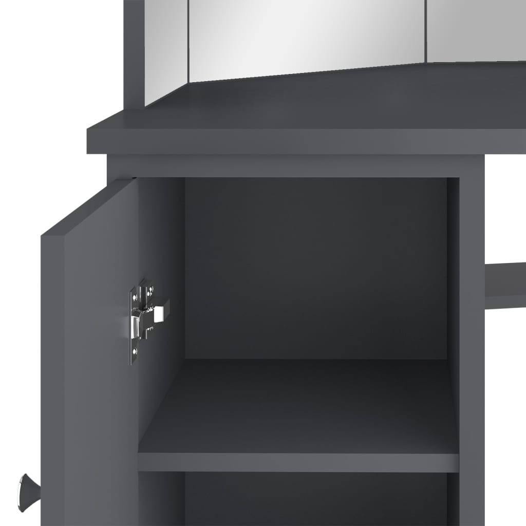 Toucador de canto com LED 111x54x141,5 cm cinzento