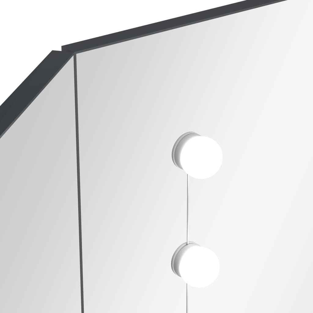 Toucador de canto com LED 111x54x141,5 cm cinzento