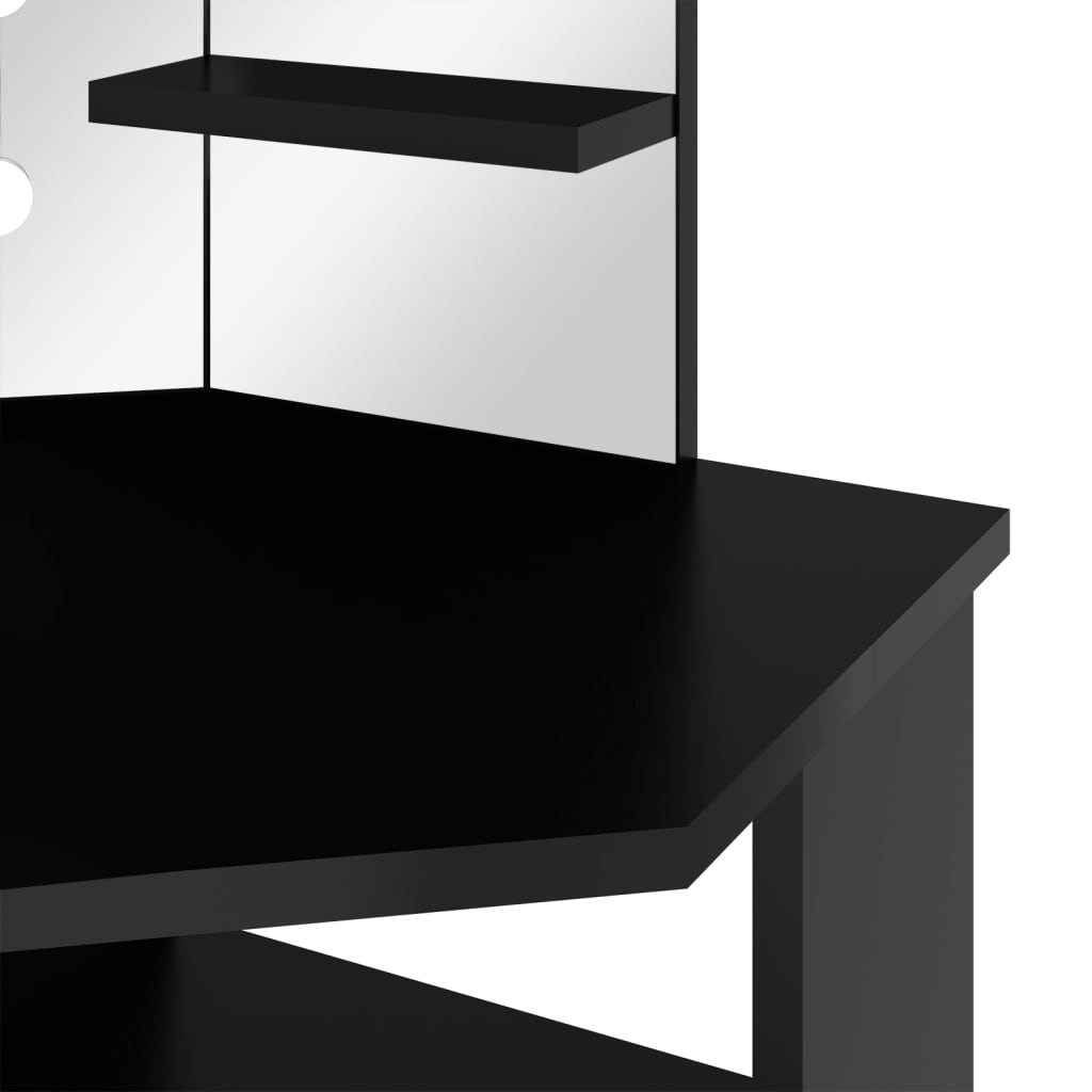 Toucador de canto com LED 111x54x141,5 cm preto