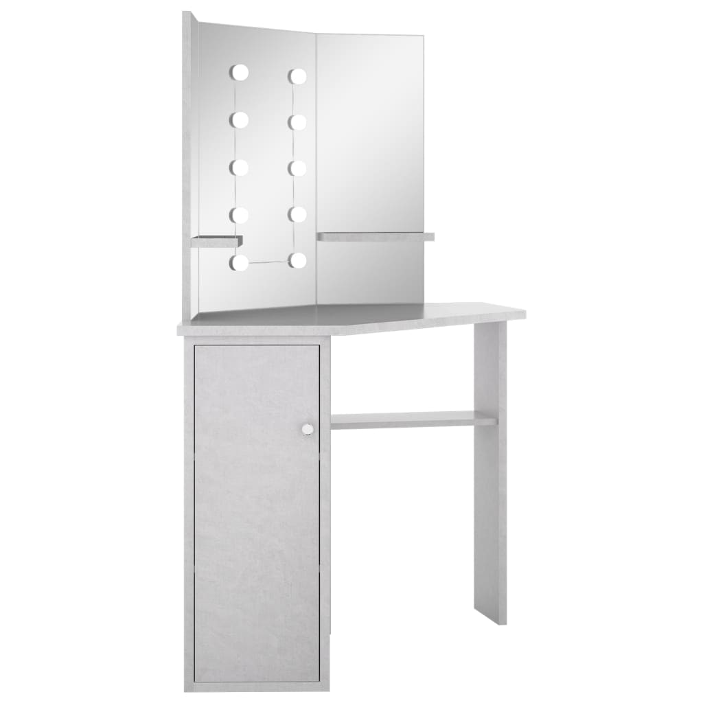 Toucador de canto com LED 111x54x141,5 cm cinzento cimento