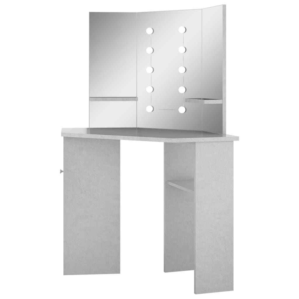 Toucador de canto com LED 111x54x141,5 cm cinzento cimento