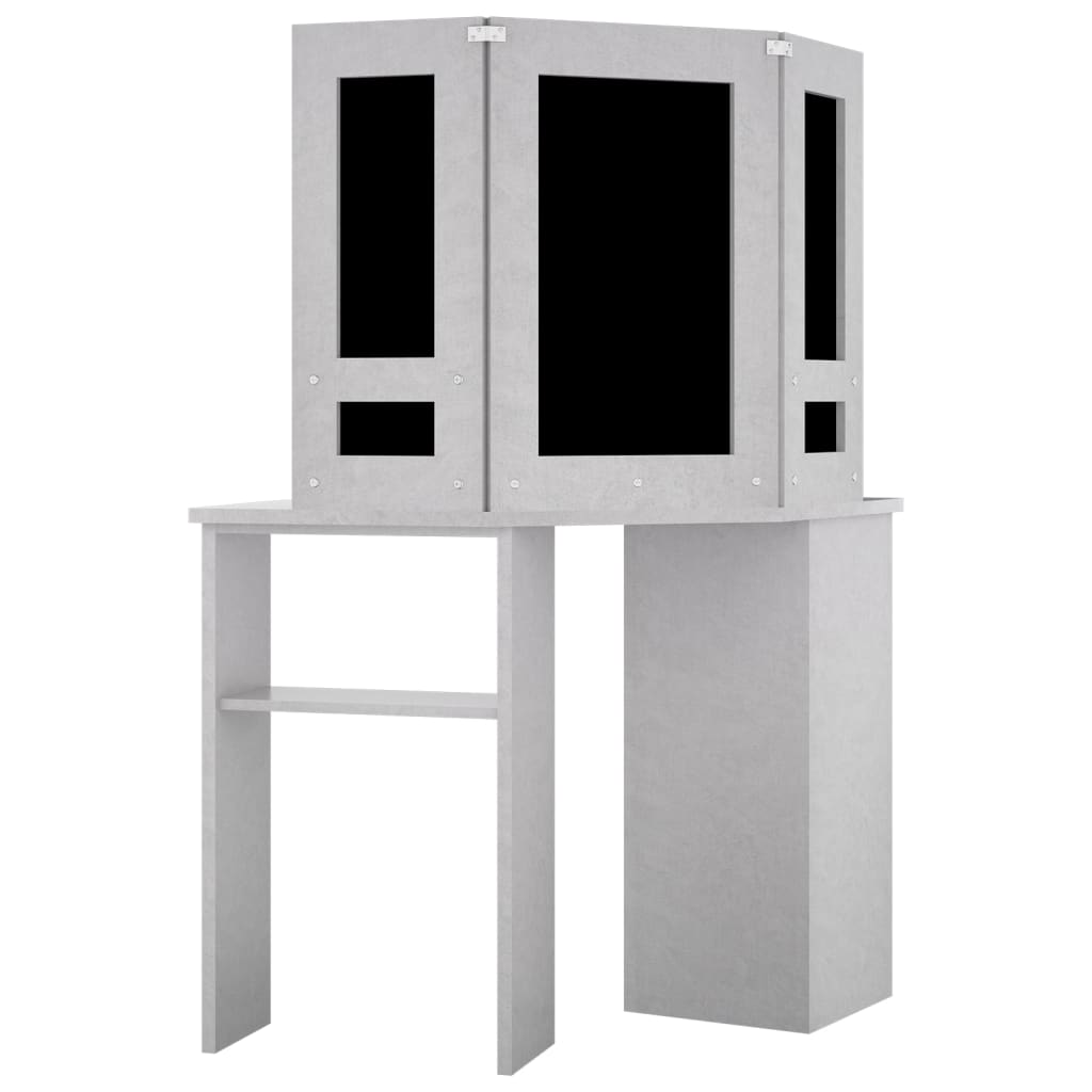 Toucador de canto com LED 111x54x141,5 cm cinzento cimento