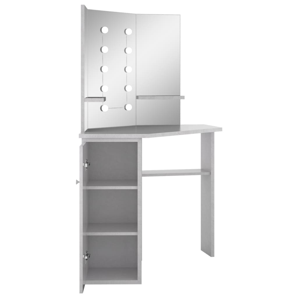 Toucador de canto com LED 111x54x141,5 cm cinzento cimento