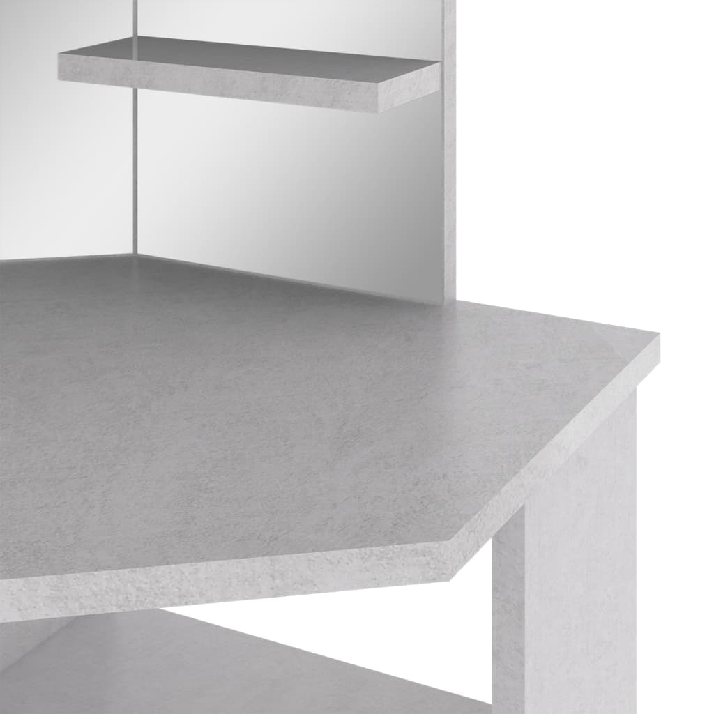 Toucador de canto com LED 111x54x141,5 cm cinzento cimento