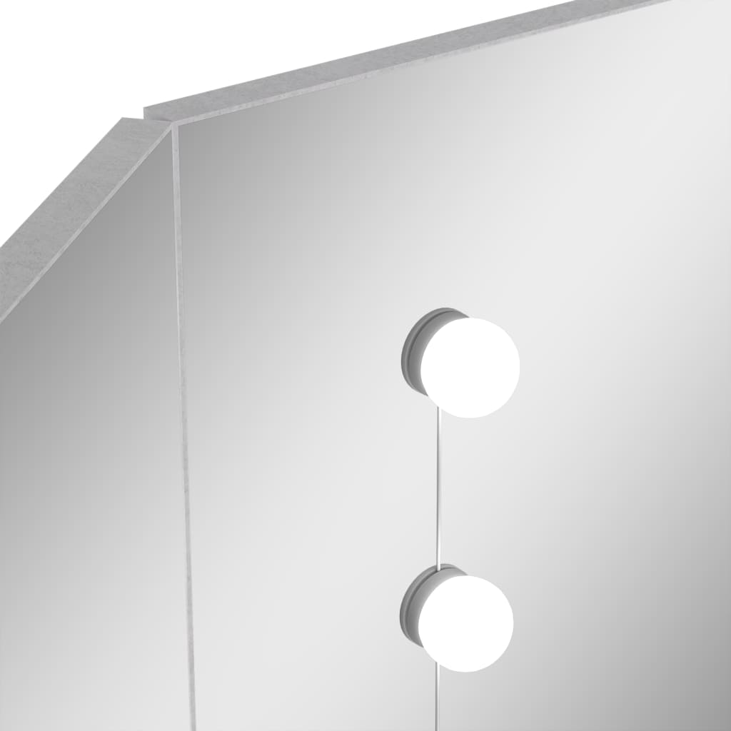 Toucador de canto com LED 111x54x141,5 cm cinzento cimento