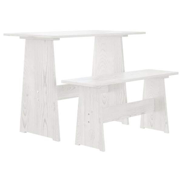 Mesa de jantar com banco REINE pinho maciço branco