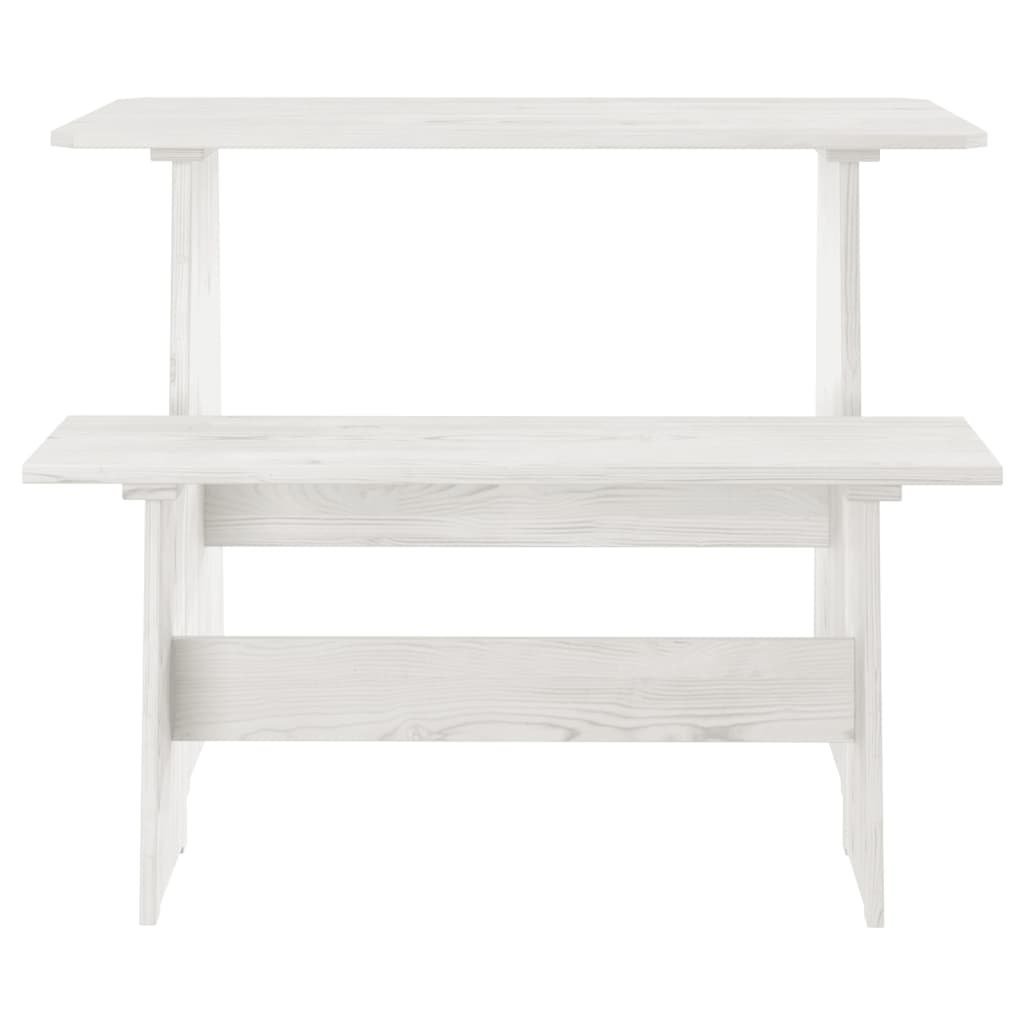 Mesa de jantar com banco REINE pinho maciço branco