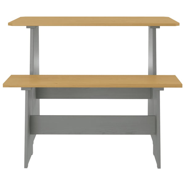 Mesa de jantar banco REINE pinho maciço castanho mel/cinzento