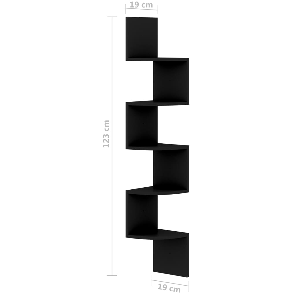 Estante de canto p/ parede derivados de madeira preto