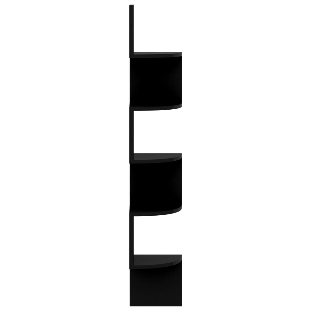 Estante de canto p/ parede derivados madeira preto brilhante