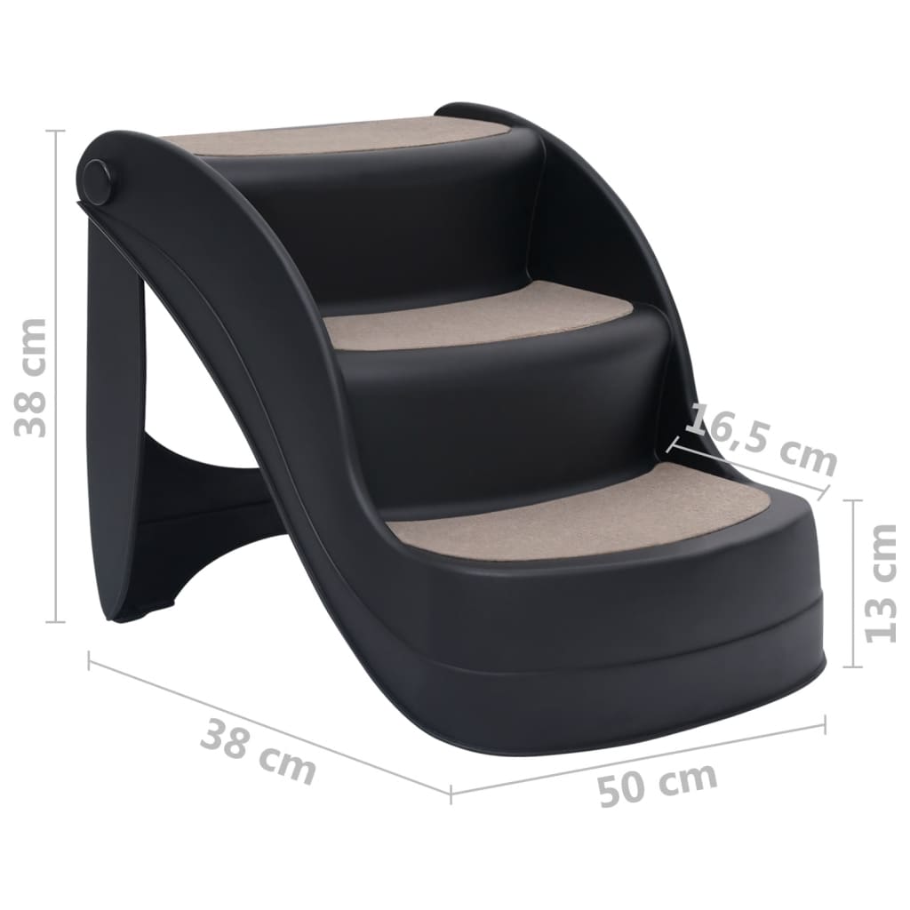 Escada para cães dobrável com 3 degraus preto