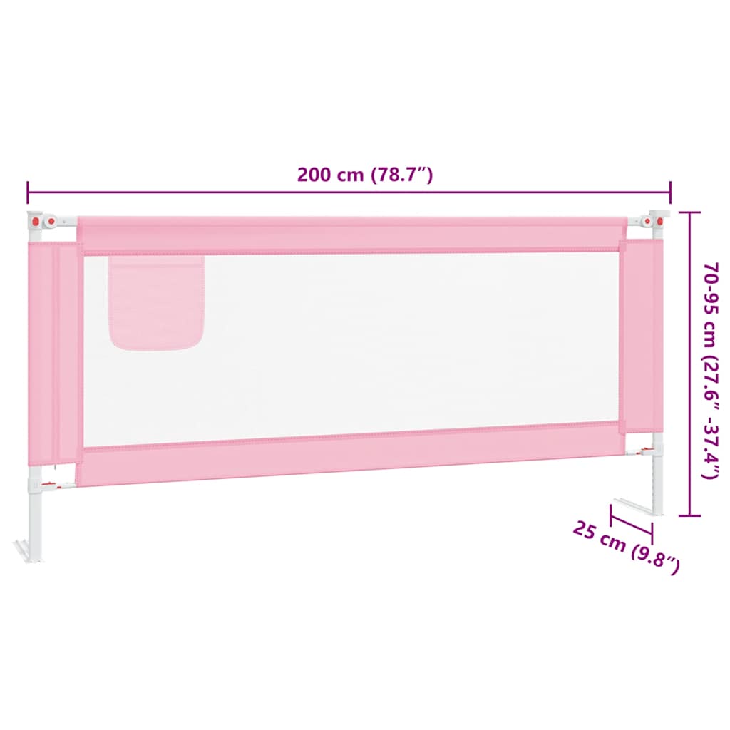 Barra de segurança p/ cama infantil tecido 200x25 cm rosa