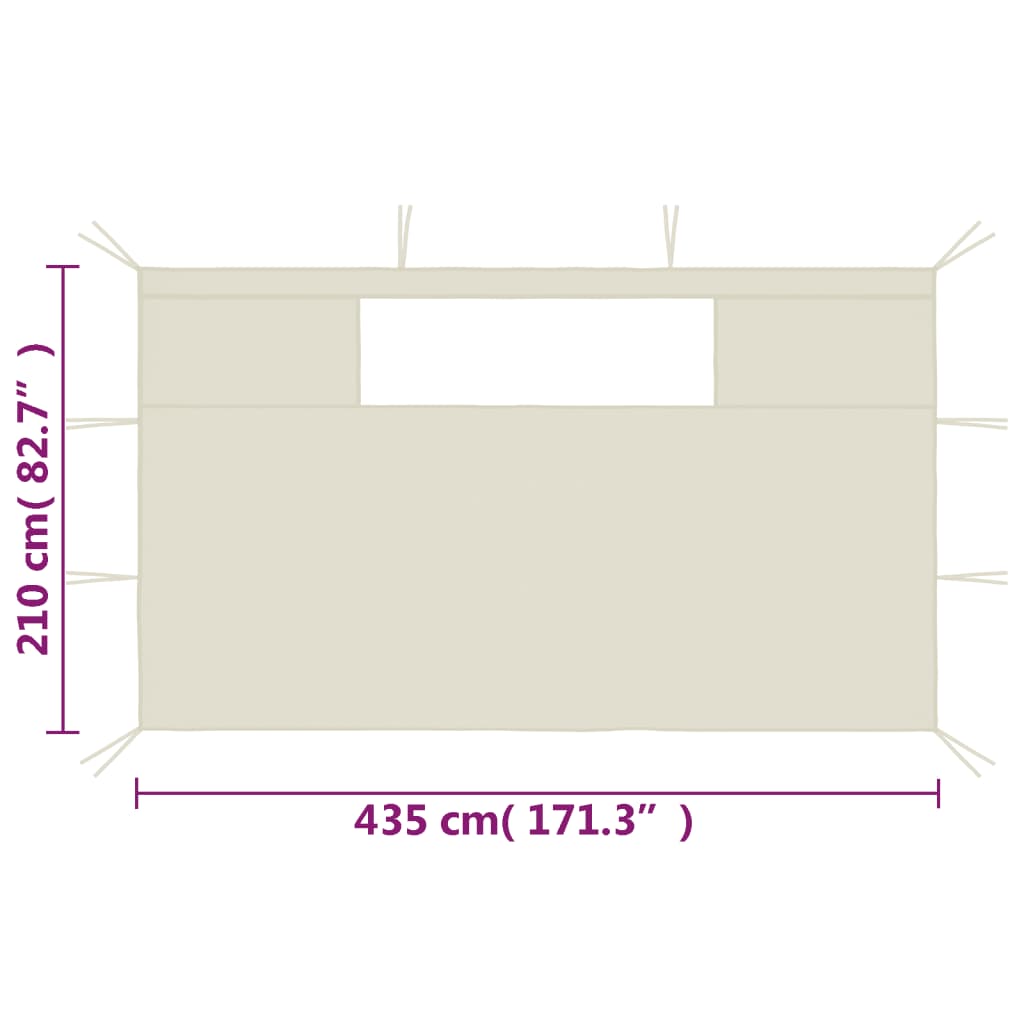 Paredes laterais para gazebo com janelas 2 pcs creme