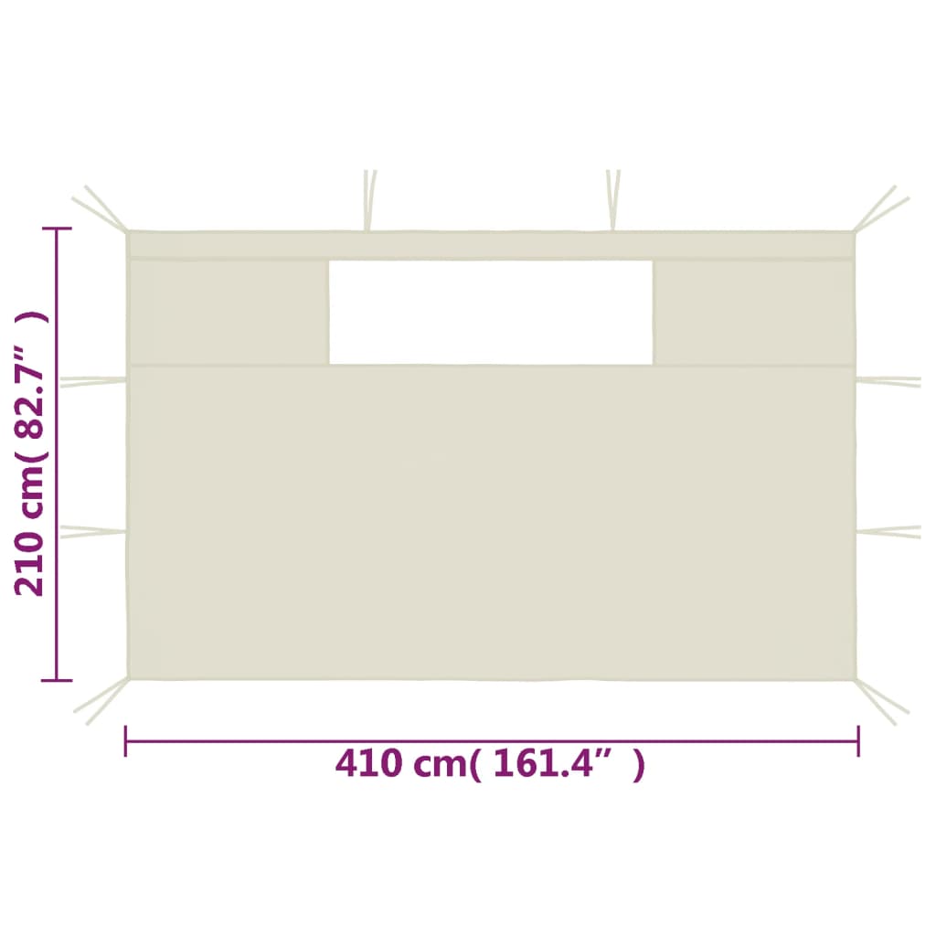 Paredes laterais para gazebo com janelas 2 pcs creme