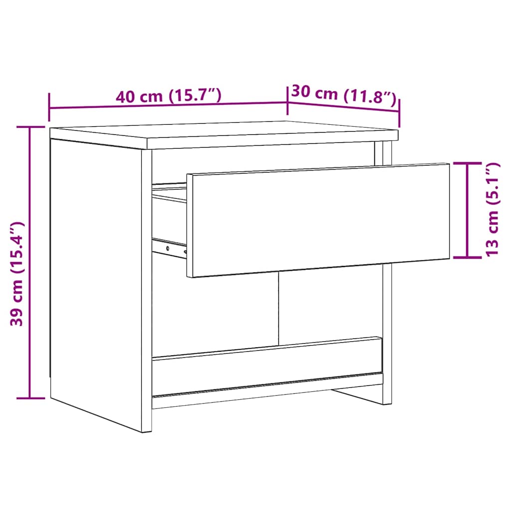 Mesas de cabeceira 2 pcs 40x30x39 cm derivados madeira branco