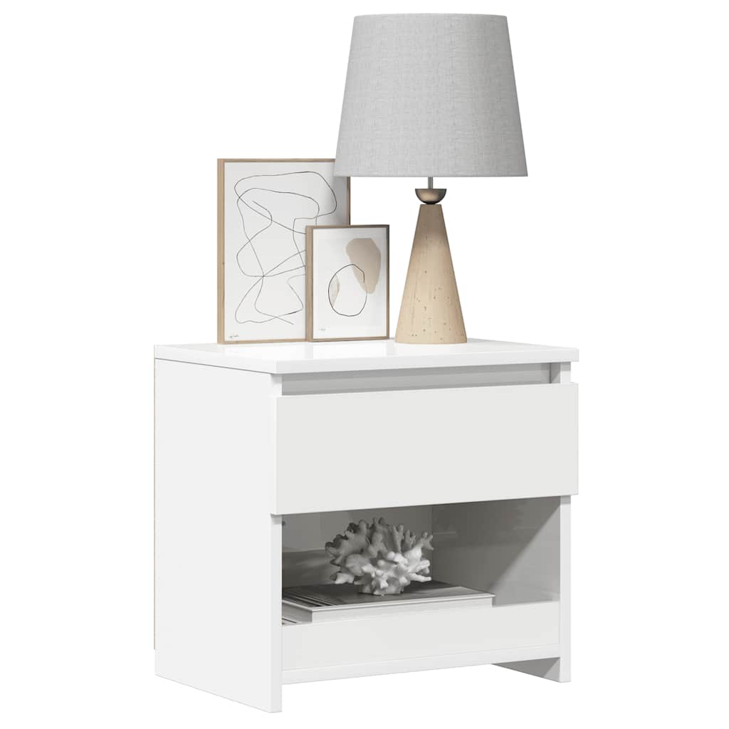 Mesa de cabeceira 40x30x39 cm contraplacado branco brilhante