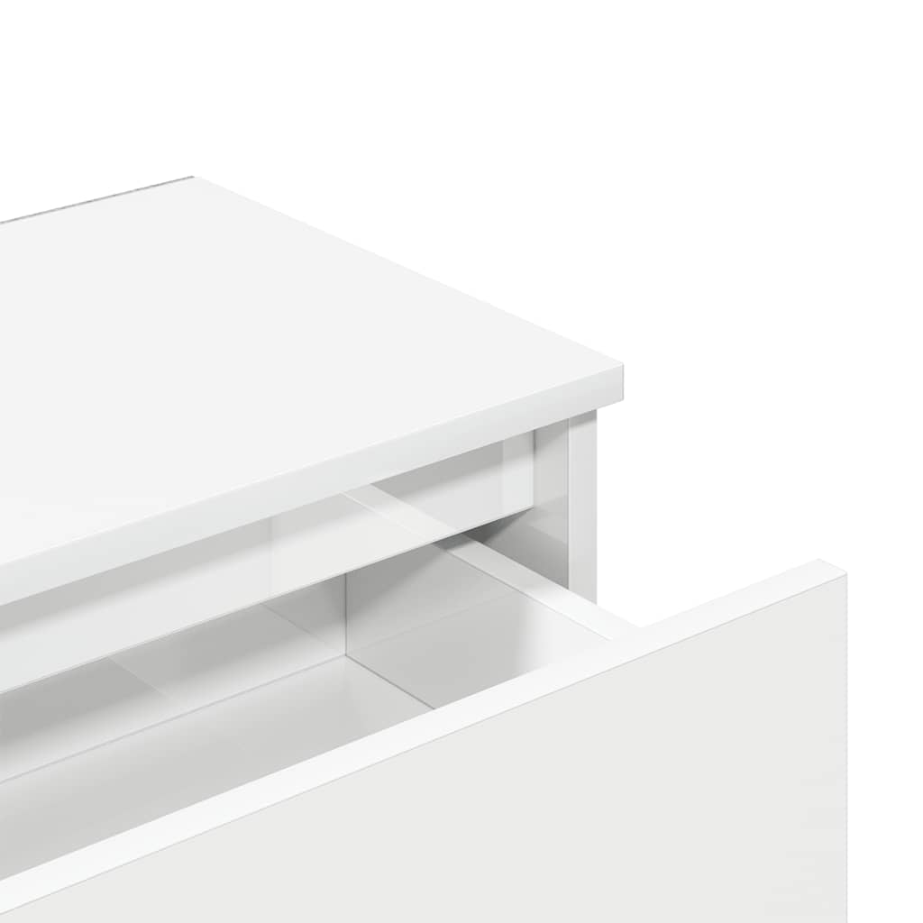 Mesa de cabeceira 40x30x39 cm contraplacado branco brilhante