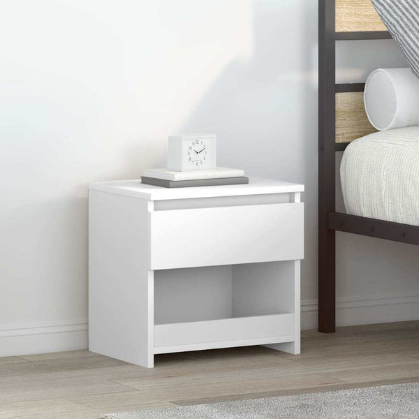 Mesa de cabeceira 40x30x39 cm contraplacado branco brilhante