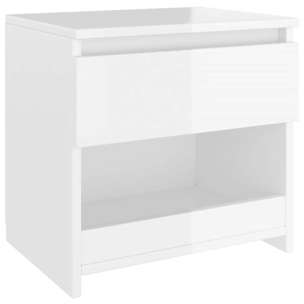 Mesas de cabeceira 2 pcs 40x30x39 cm contrapl. branco brilhante