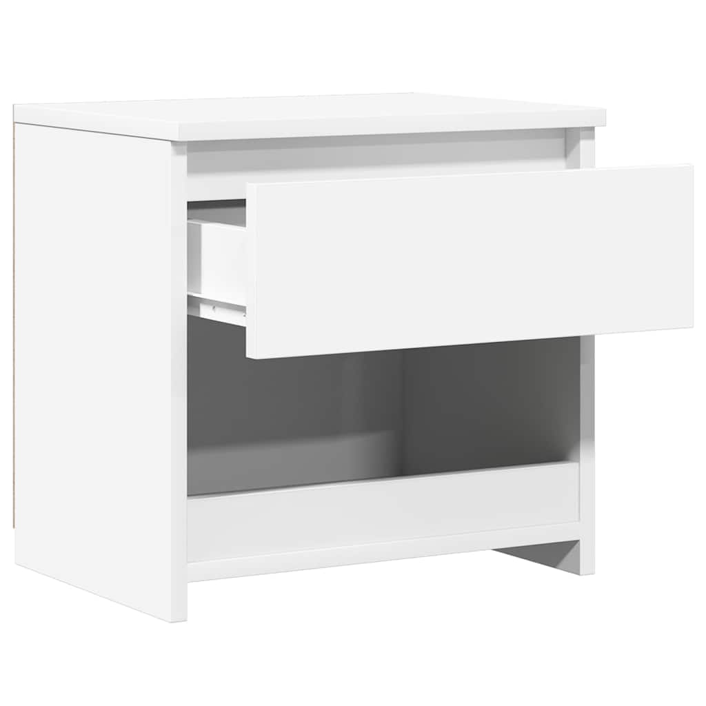 Mesas de cabeceira 2 pcs 40x30x39 cm contrapl. branco brilhante