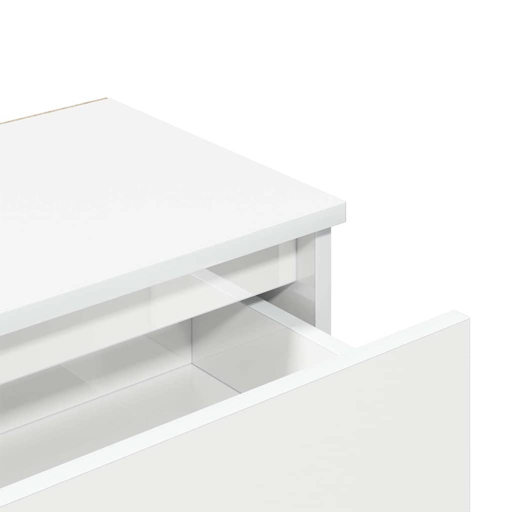 Mesas de cabeceira 2 pcs 40x30x39 cm contrapl. branco brilhante