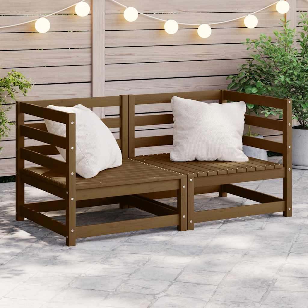Sofás de canto jardim 2 pcs madeira pinho maciço castanho mel