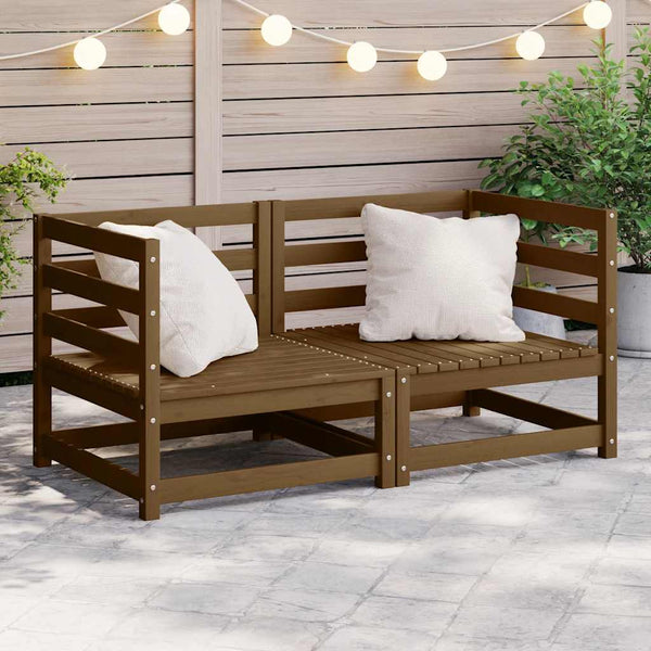 Sofás de canto jardim 2 pcs madeira pinho maciço castanho mel