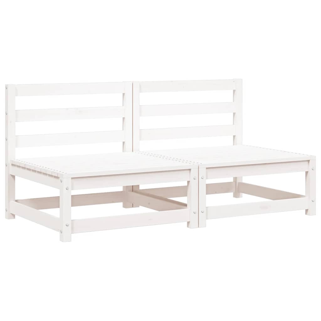 Sofás de centro jardim 2 pcs madeira de pinho maciço branco