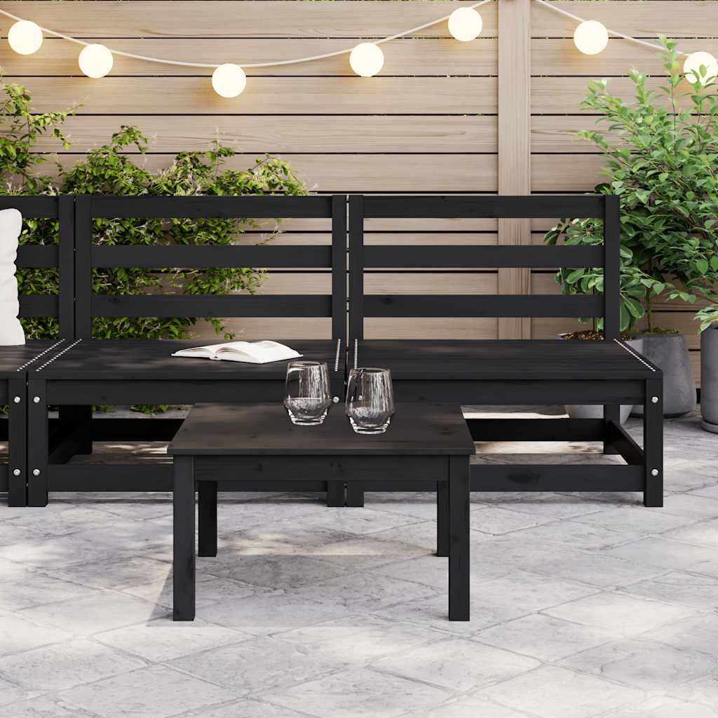Sofás de centro para jardim 2 pcs madeira de pinho maciço preto