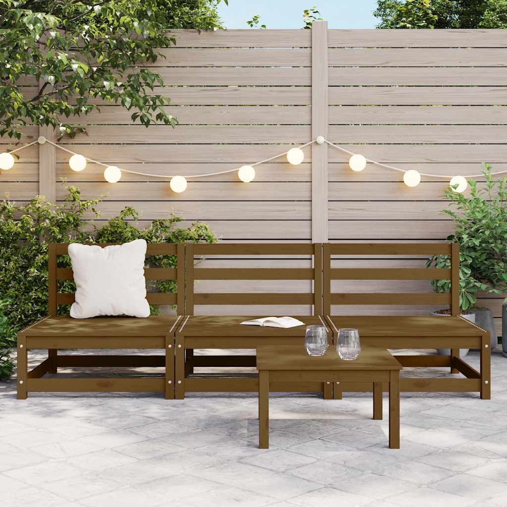 Sofás de centro para jardim 3 pcs pinho maciço castanho mel